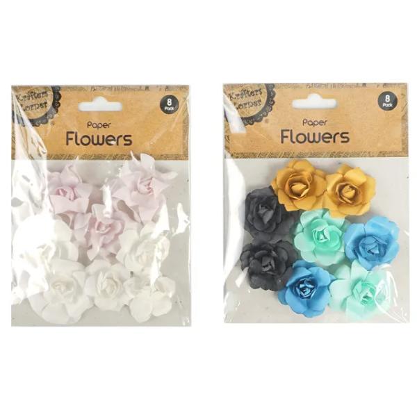 8 Pack Assorted Paper Flowers