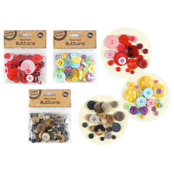 Craft Assorted Buttons - 50g