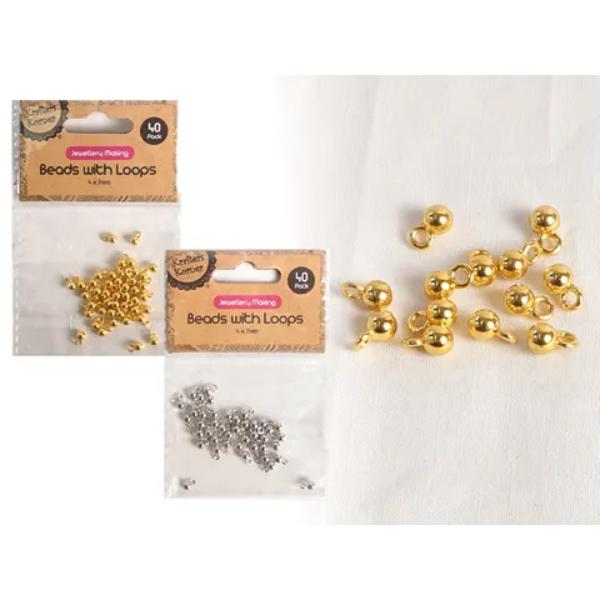 40 Pack Charm Beads With Loop - 4x7mm Assorted