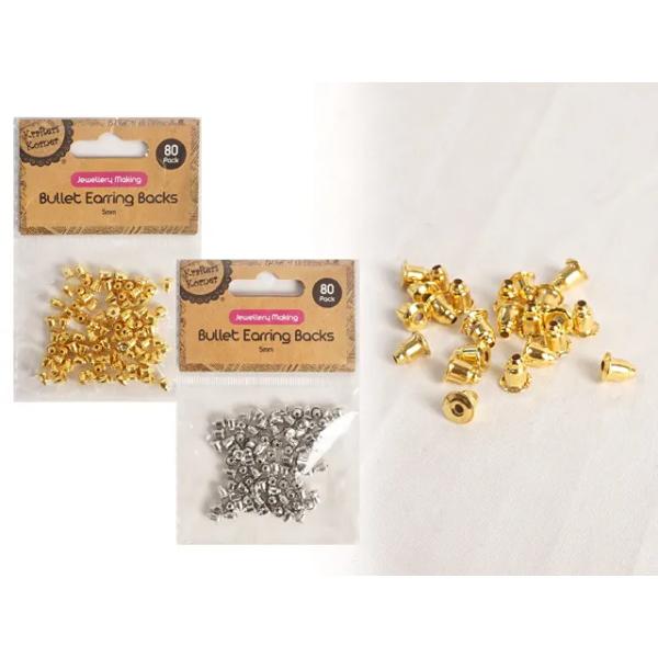 80 Pack Bullet Clutch Earring Backs - 0.5cm