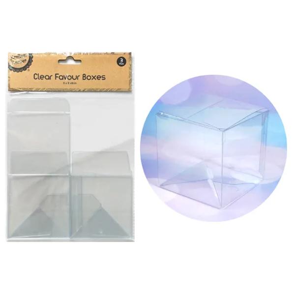 3 Pack Clear Favour Boxes - 8cm