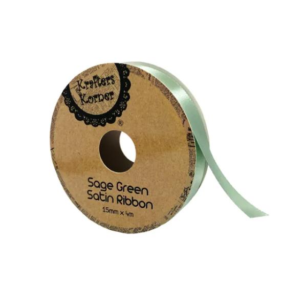Satin Sage Green Ribbon - 1.5cm x 400cm