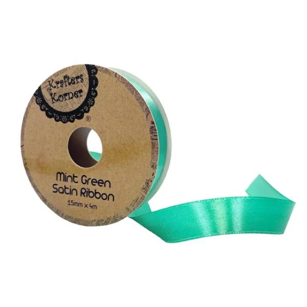Satin Mint Green Ribbon - 1.5cm x 400cm