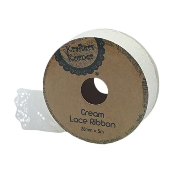 Cream Lace Ribbon - 2.8cm x 500cm