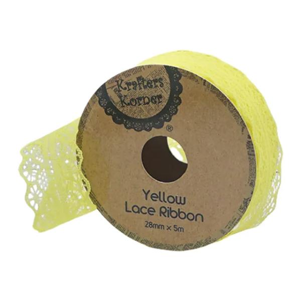 Yellow Lace Ribbon - 2.8cm x 500cm