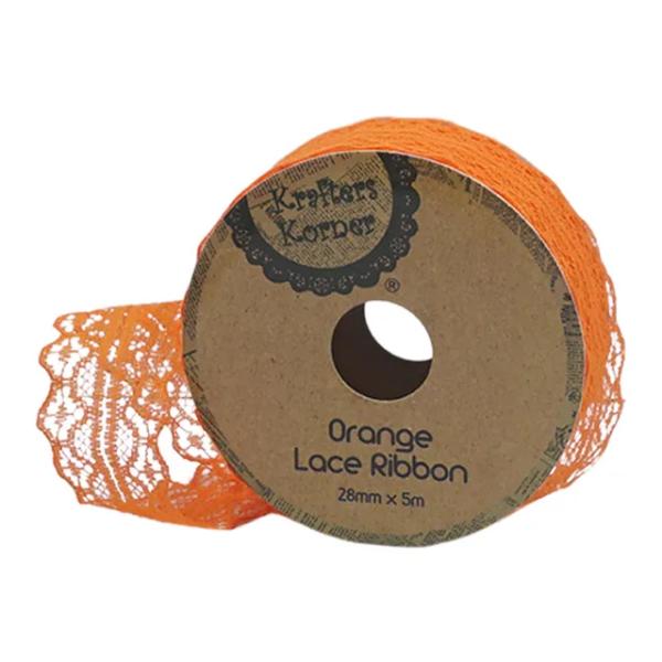 Orange Lace Ribbon - 2.8cm x 500cm