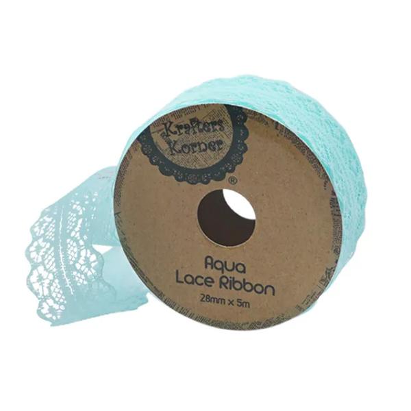 Aqua Lace Ribbon - 2.8cm x 500cm