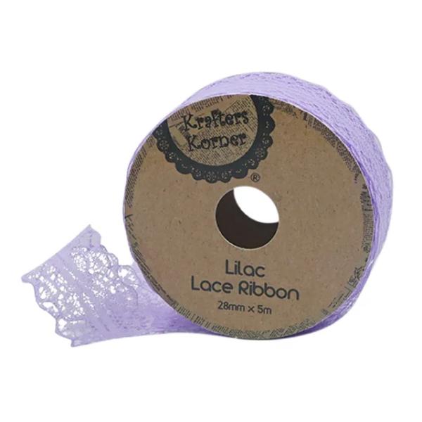 Lilac Lace Ribbon - 2.8cm x 500cm