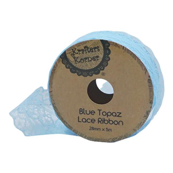 Blue Topaz Lace Ribbon - 2.8cm x 500cm