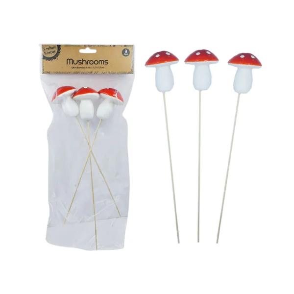 3 Pack Foam Mushrooms - 4.7cm x 5.7cm