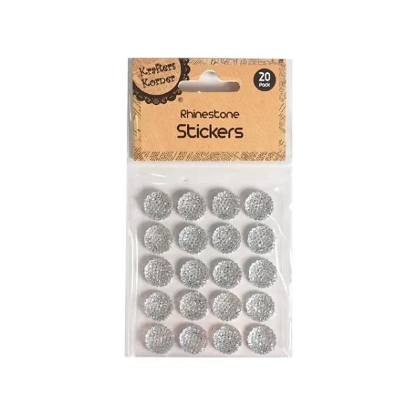 20 Pack Round Adhesive Rhinestones