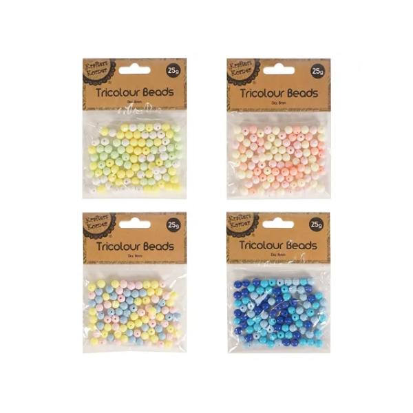 Tricolour 25g Beads - 0.8cm