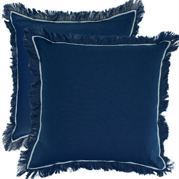 Navy Finagle Linen Cushion - 50cm x 50cm