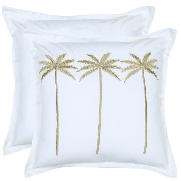 White Palm Embroided Cushion - 50x50cm