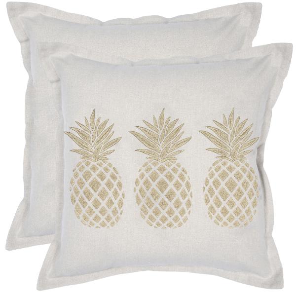 Taupe Pineapple Embroided Cushion - 50x50cm