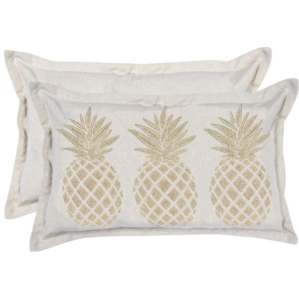 Taupe Pineapple Embroided Cushion - 30x50cm