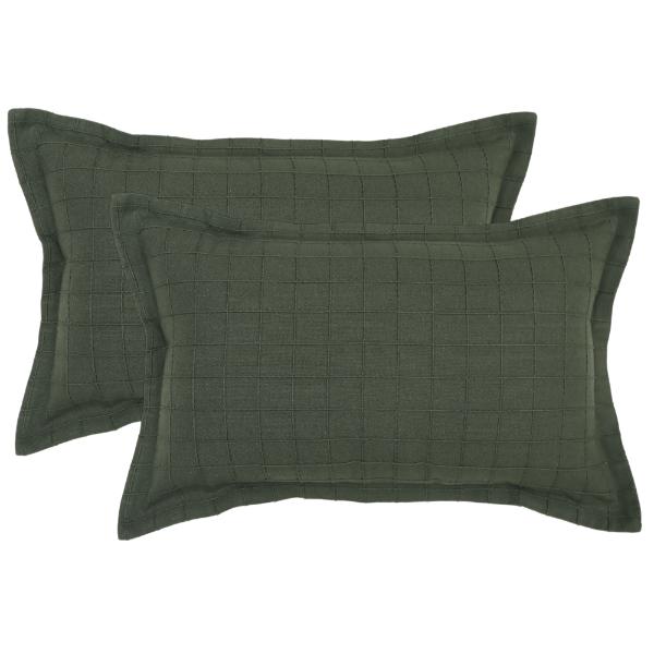 Olive Checked Eco Cushion - 30x50cm