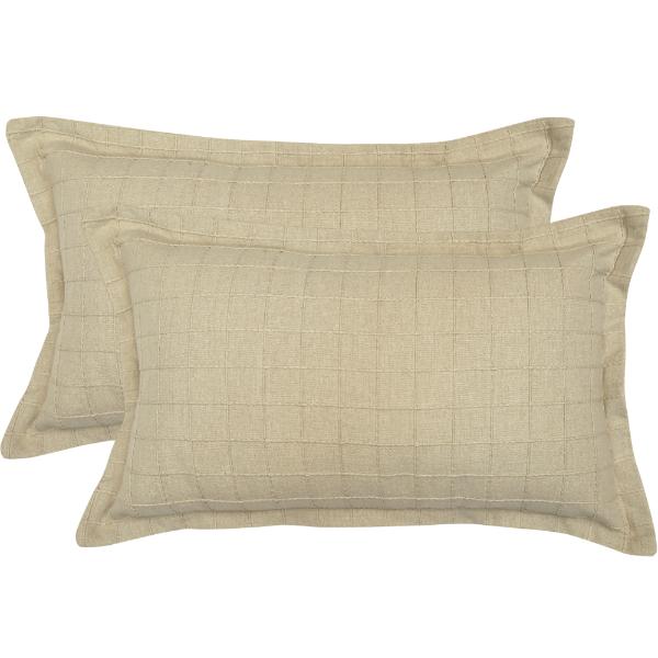 Taupe Checked Eco Cushion - 30x50cm