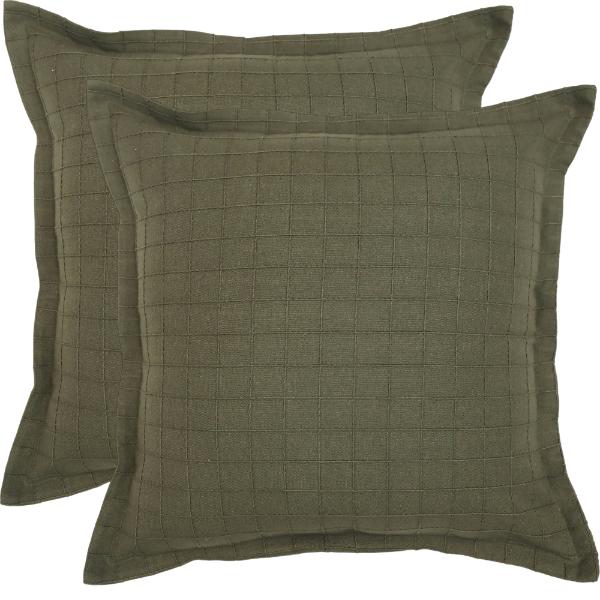 Olive Checked Eco Cushion - 50x50cm