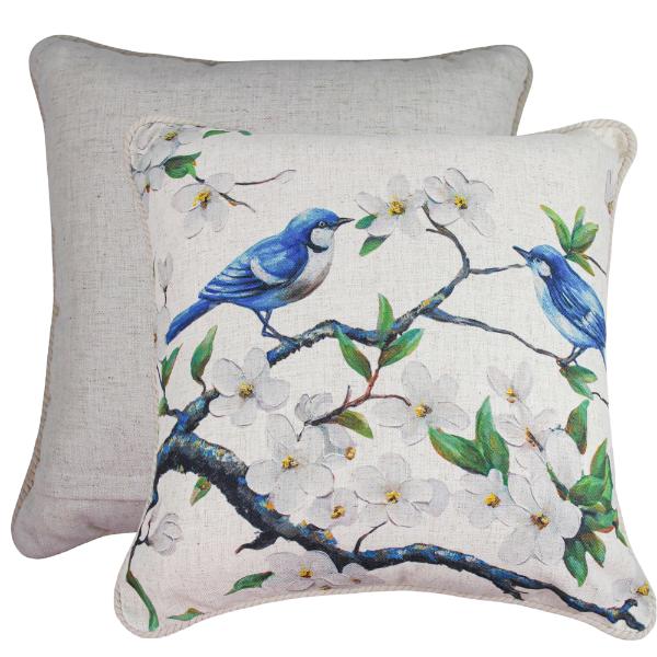 Tweet Retreat Linen Cushion - 50x50cm
