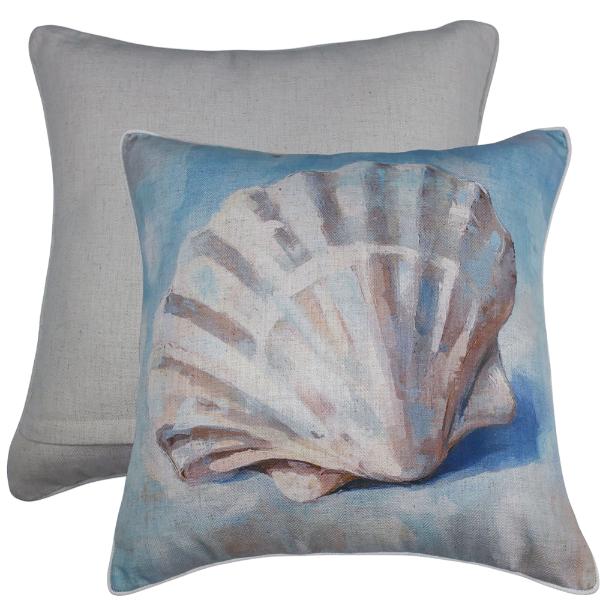 Scalloped Shores Linen Cushion - 50x50cm
