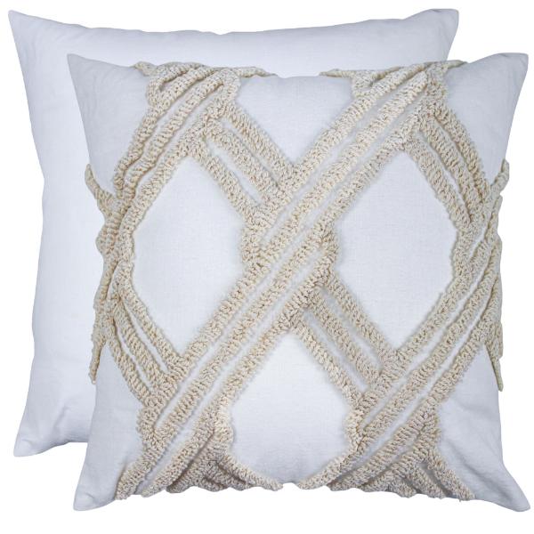 White Criss Cross Cushion - 45x45cm