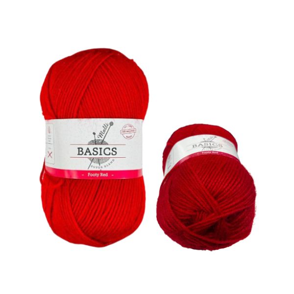 Footy Red Basic Super Blend Yarn - 100g