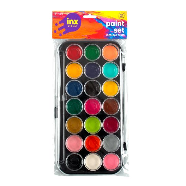 21 Colour Paint Set With Brush