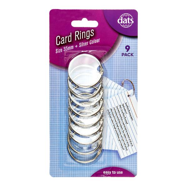 9 Pack Silver Card Rings - 3.5cm