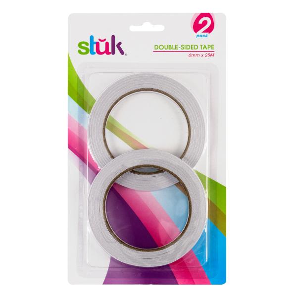 2 Pack Double Sided Tape - 0.6cm x 25m
