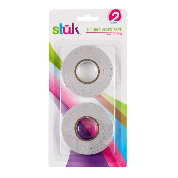 2 Pack Double Sided Tape - 0.9cm x 20m