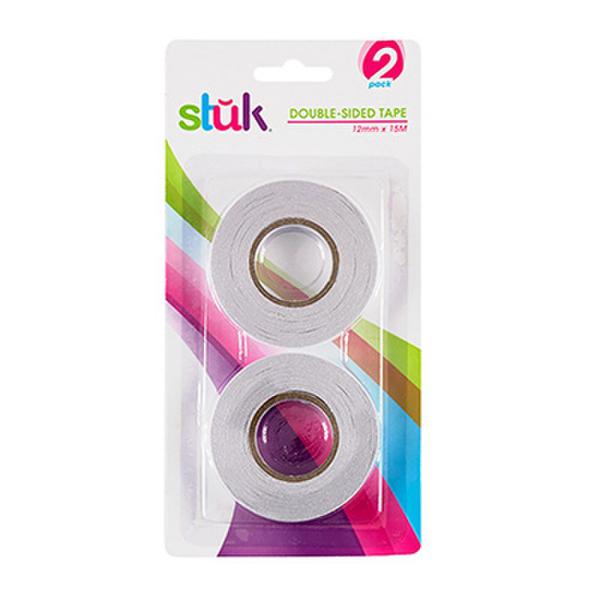 2 Pack Double Sided Tape - 1.2cm x 15m