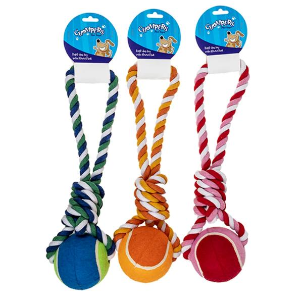 Chompers Dog Rope Toy With Ball - 42cm