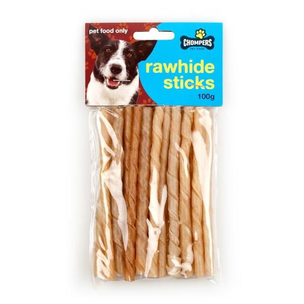 Chompers Dog Beef Rawhide Sticks - 100g