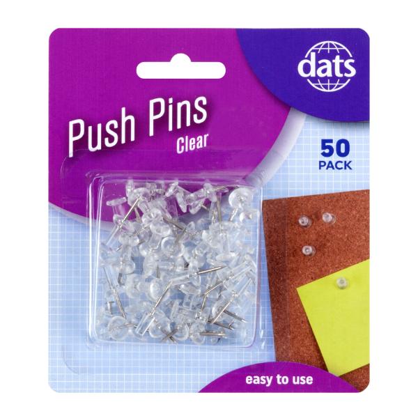 50 Pack Clear Push Pins