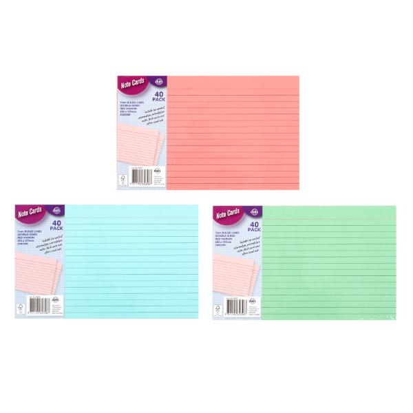 40 Pack Flash Index Ruled 200gsm Note Cards