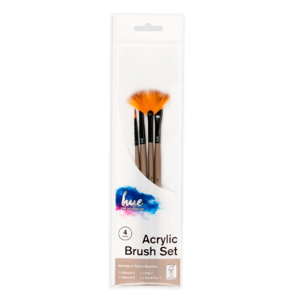 4 Pack Acrylic Brush Set