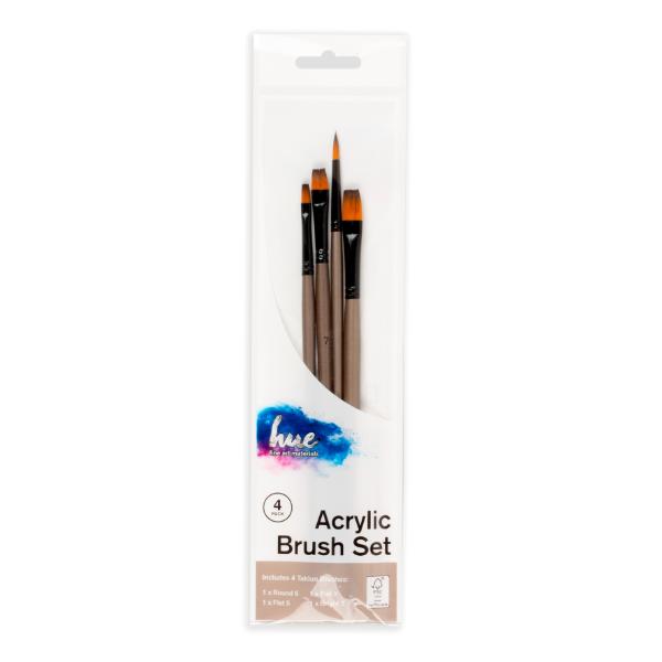 4 Pack Brown Acrylic Brush Set