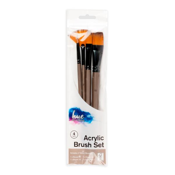 4 Pack Brown Acrylic Painting Brush Set