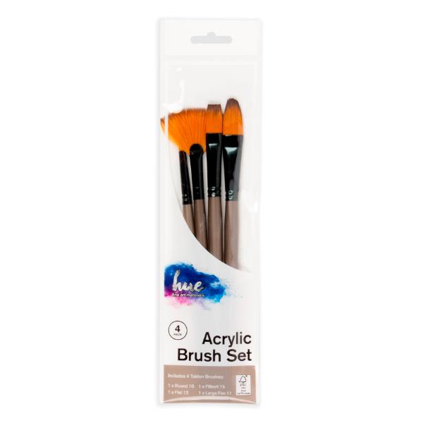 4 Pack Brown Acrylic Paint Brush Set