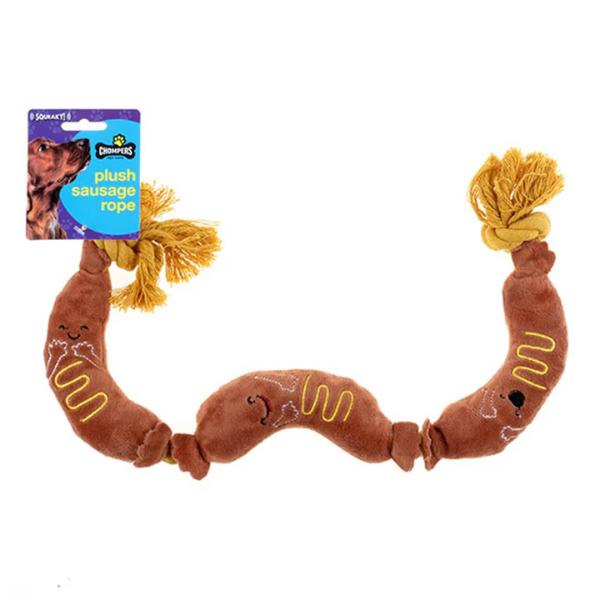 Sausage Squeaky Rope Plush Pet Toy