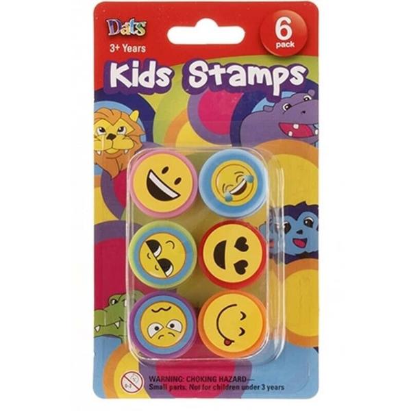 6 Pack Kids Smiley Faces Stamps