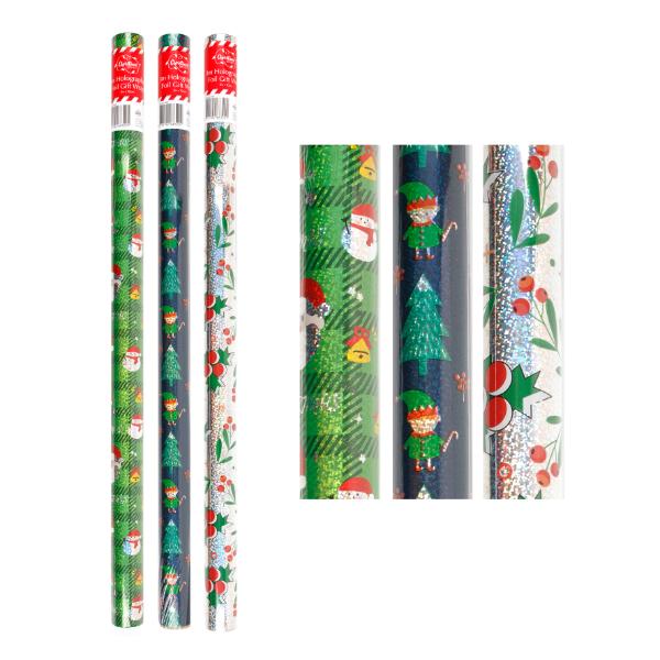 Christmas Holo Foil Gift Wrap - 300cm x 70cm