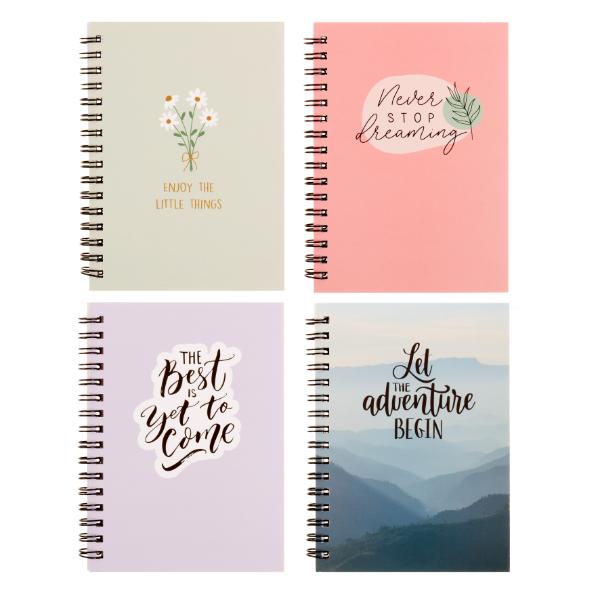 Spiral Quote Card Cover A6 Notebook - 120 Pages