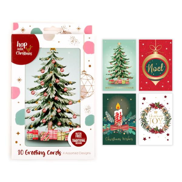 10 Pack Christmas Greeting Cards - 11.5cm x 17.7cm