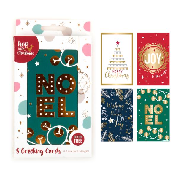 8 Pack Assorted Christmas Greeting Box - 8cm x 13cm