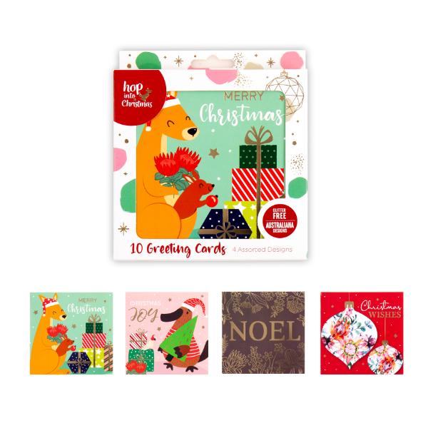 10 Pack Christmas Greeting Cards - 12.5cm x 12.5cm