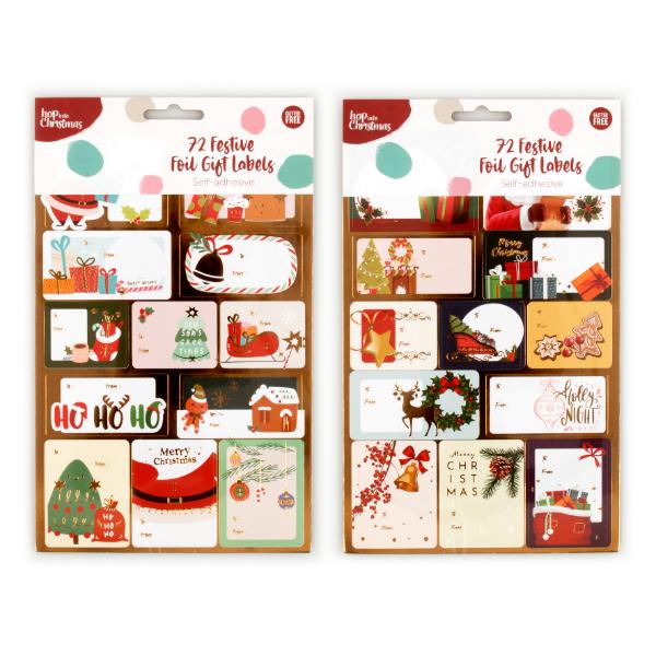 7 Pack Christmas Festive Foil Gift Labels