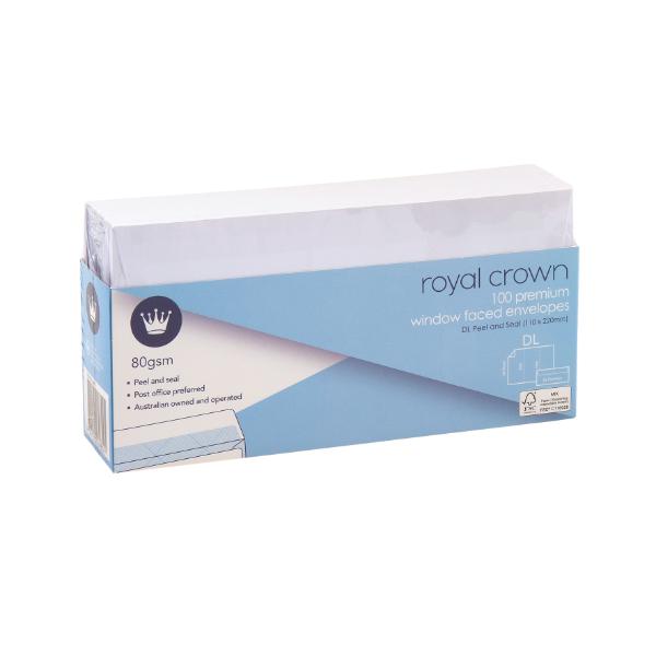 100 Pack Royal Crown Window Faced Envelopes