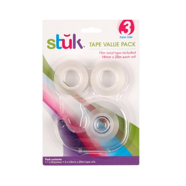 3 Pack Stuke Tape Rolls - 1.8cm x 25m